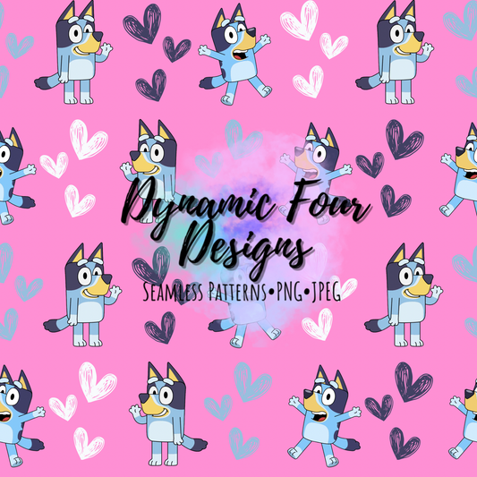 Character- Blue Dog Pink seamless file