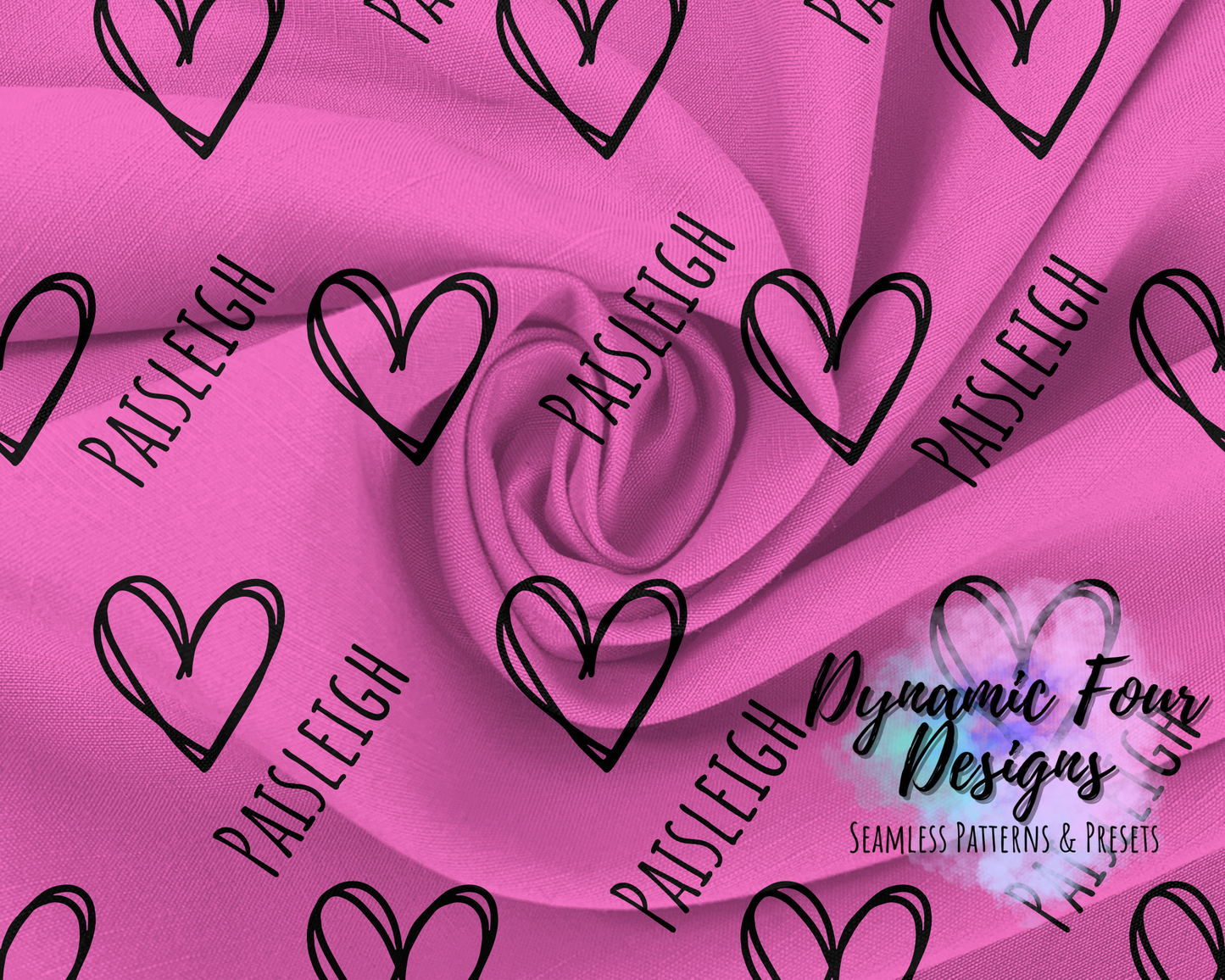 Personalized Name Hearts Seamless Pattern File