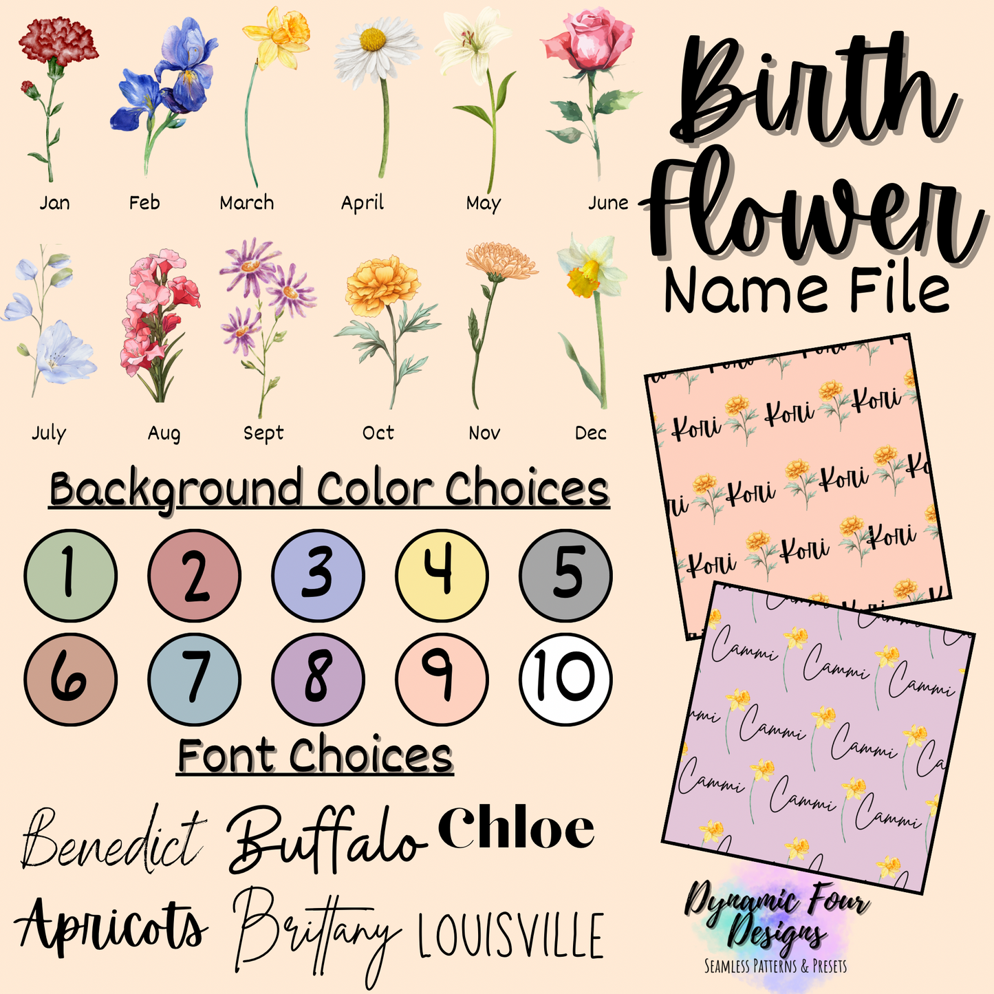 Birth Month Personalized Seamless File