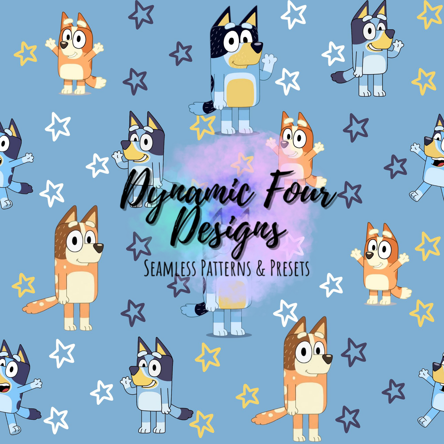 Character- blue dog family Seamless file