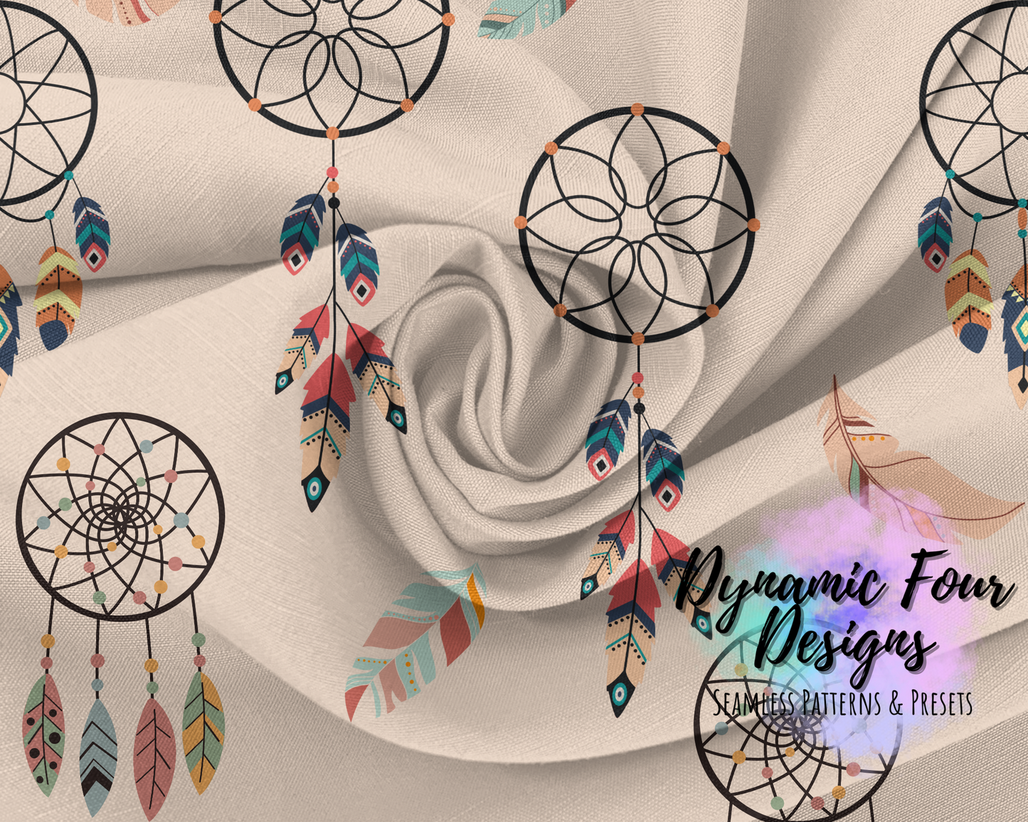 Boho Dream Catchers Seamless Pattern File