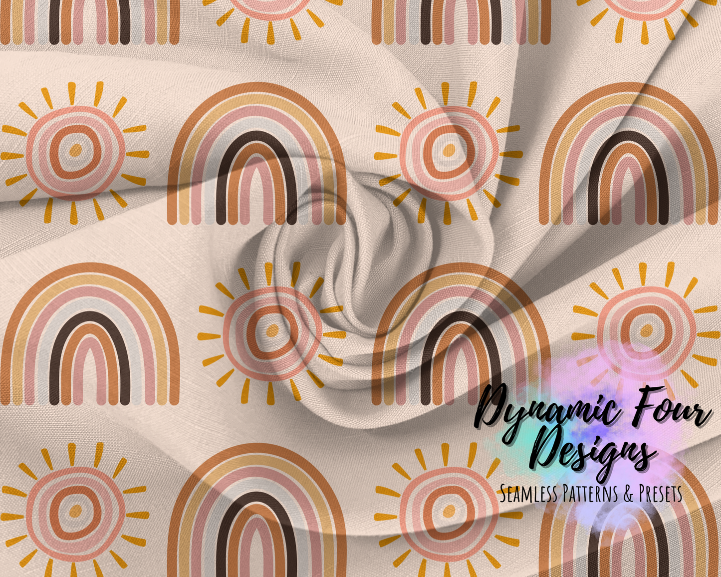 Boho Sun Rainbow Seamless Pattern File