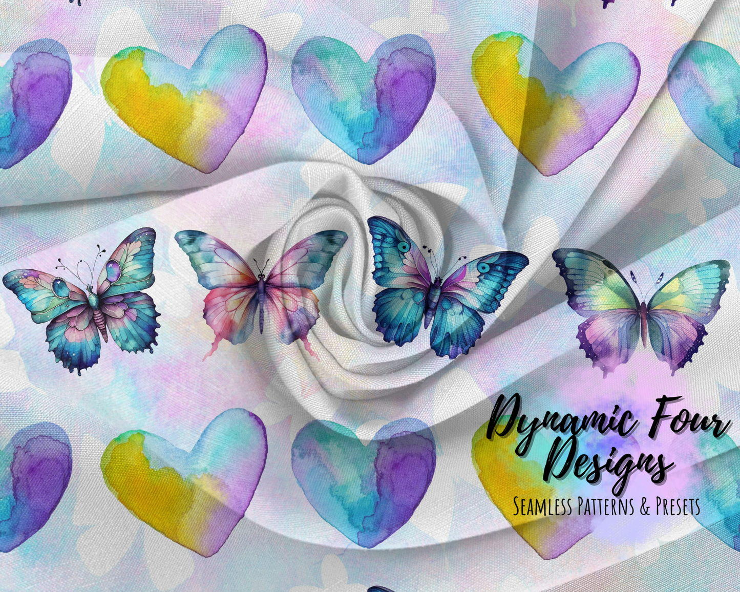 Valentines Watercolor Butterfly Seamless Pattern File