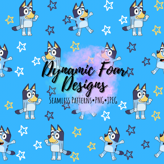 Character Blue Dog Seamless Pattern File