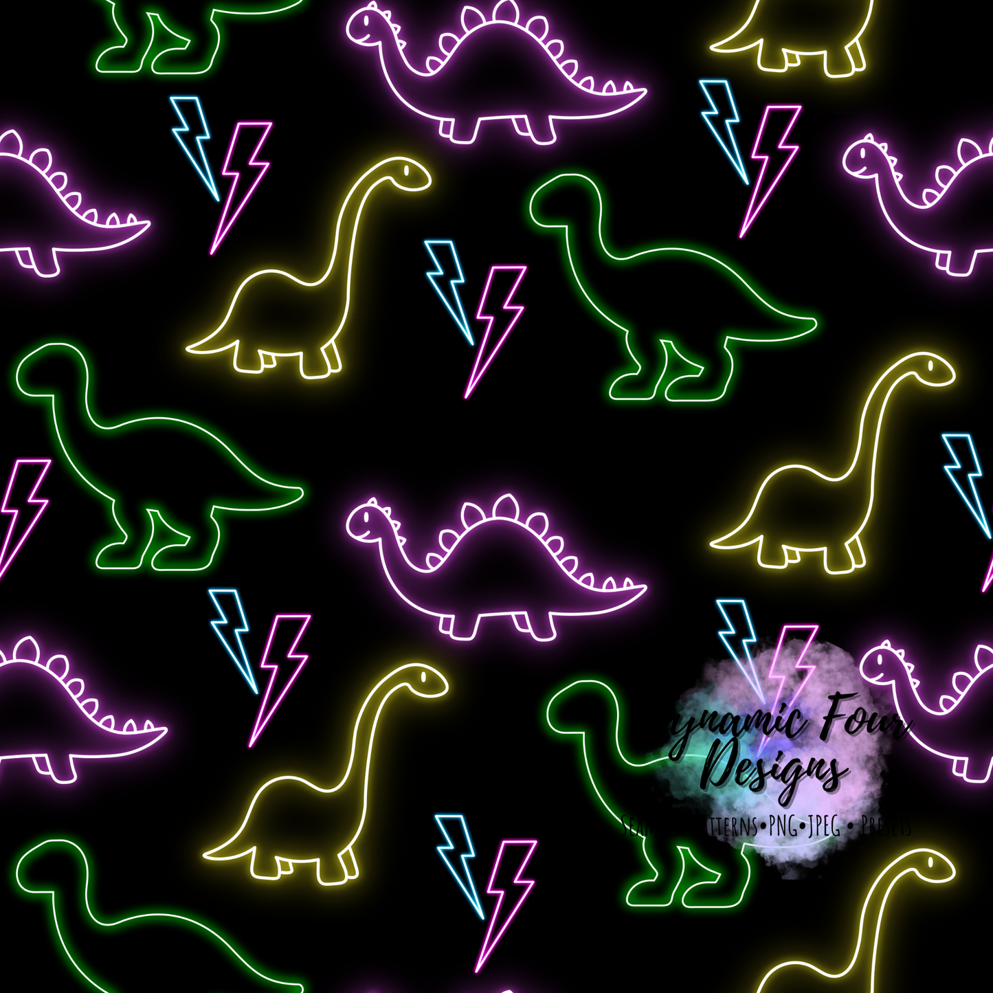 Neon Dino Seamless