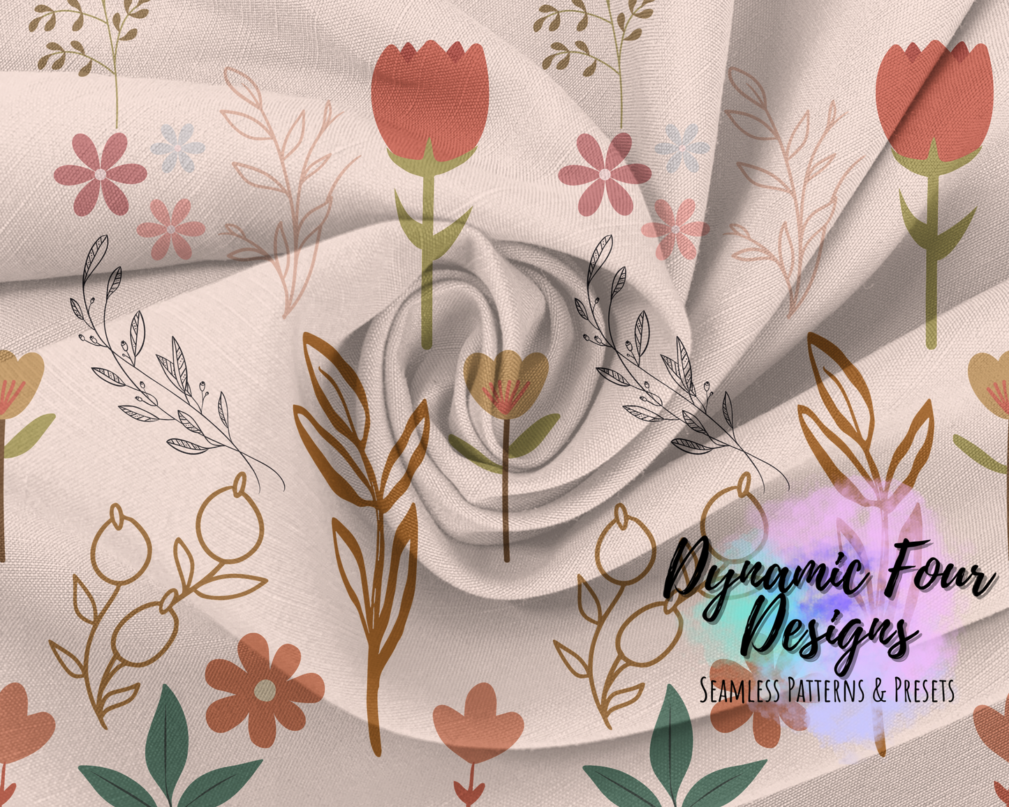 Boho Flowers Seamless Pattern File