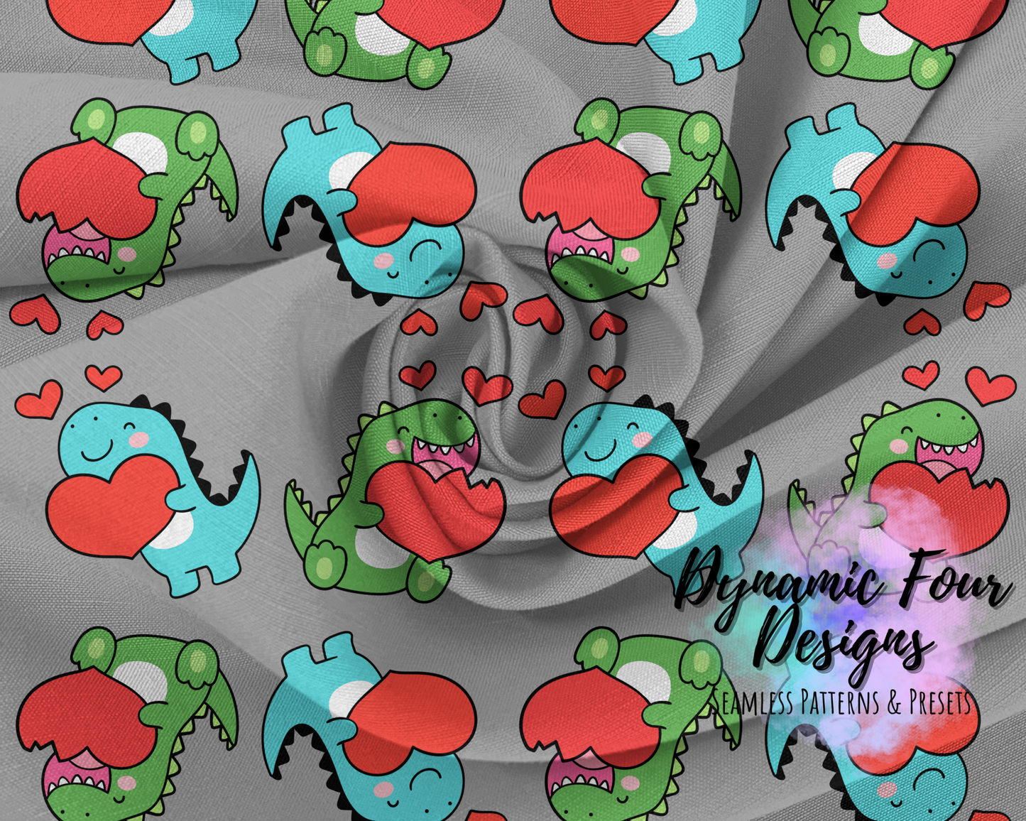 Valentines Dinosaurs Seamless Pattern File