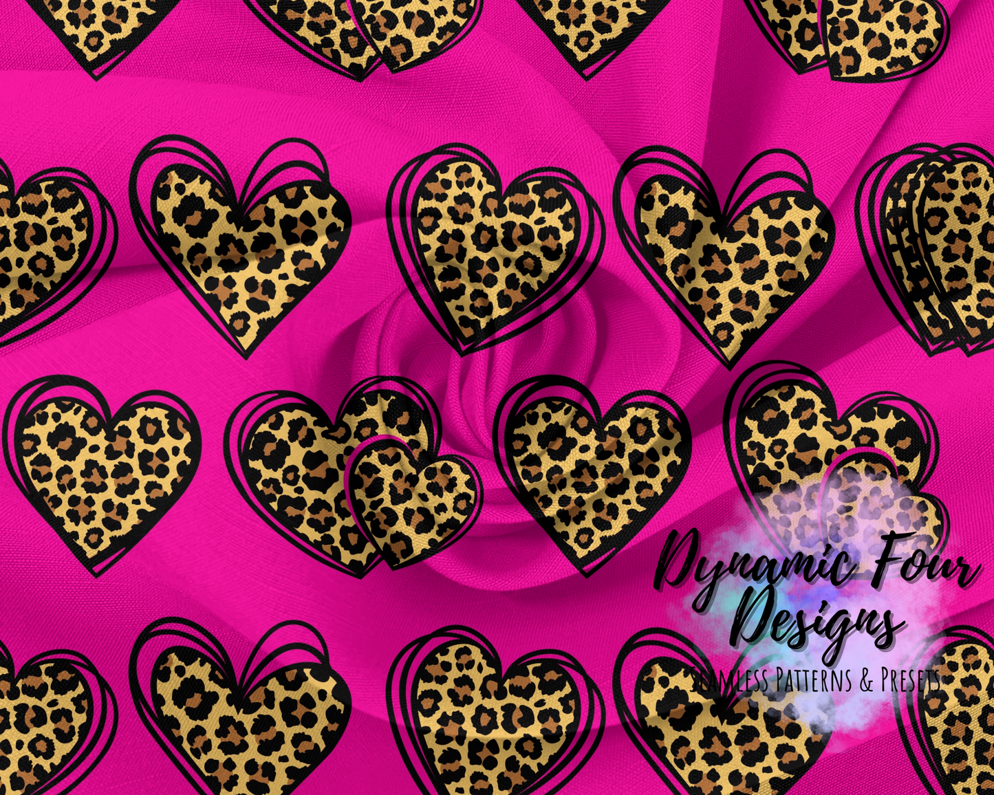 Valentines Leopard Hearts Seamless Pattern File