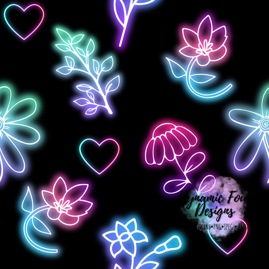 Neon Flowers Seamless File