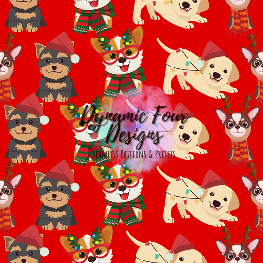 Christmas Pups Seamless Pattern File