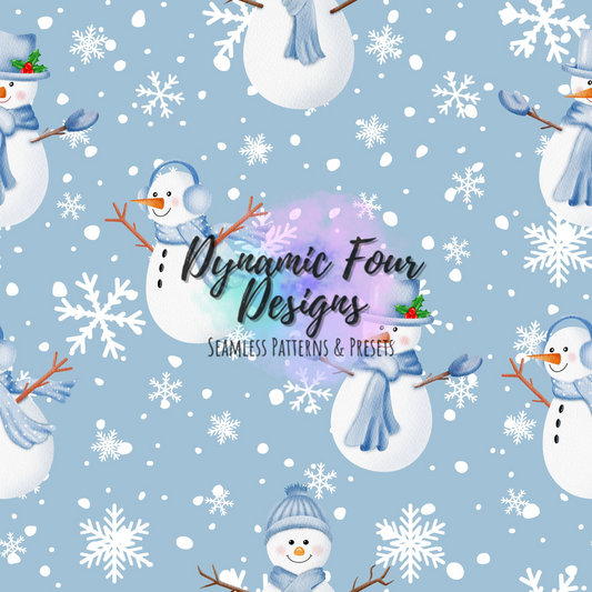 Blue Snowman Seamless Pattern File