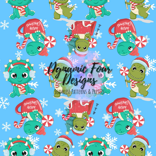 Dinos Xmas Seamless Pattern File