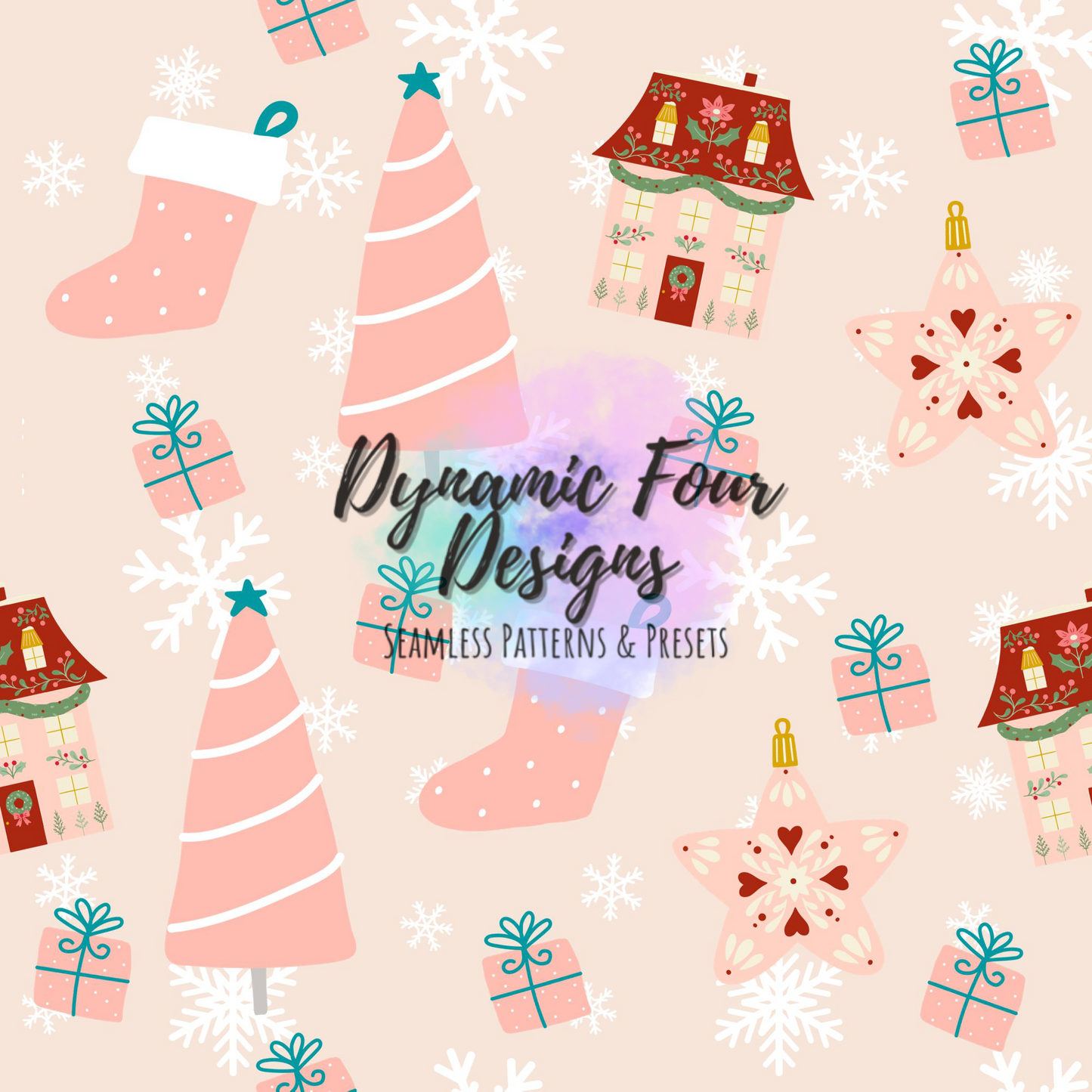 Pink Christmas seamless Pattern File