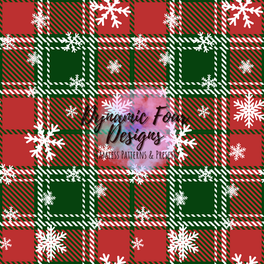 Plaid Snowflakes Seamless Pattern File