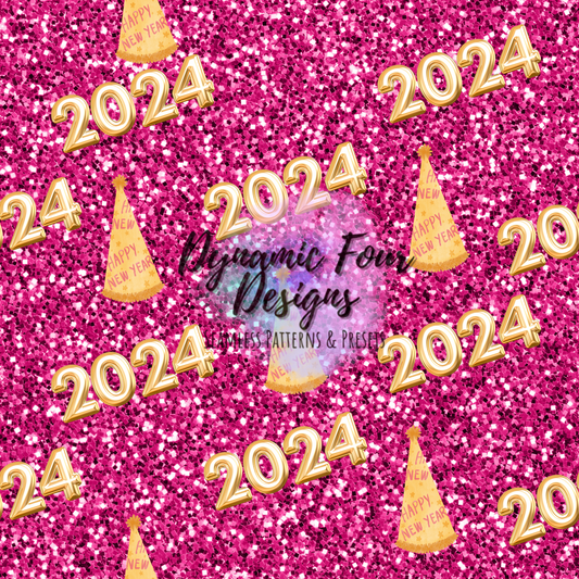 Pink Glitter New Years Seamless Pattern File