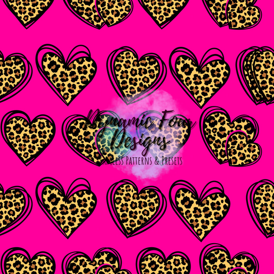 Valentines Leopard Hearts Seamless Pattern File