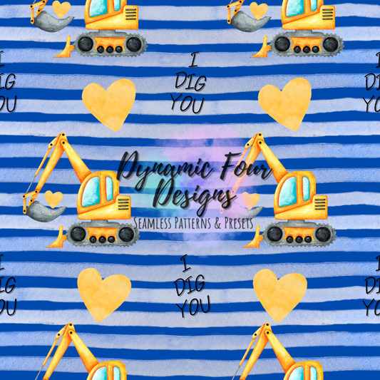 Valentines I Dig You Seamless Pattern File