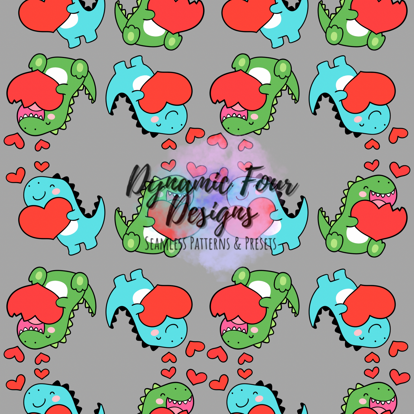 Valentines Dinosaurs Seamless Pattern File