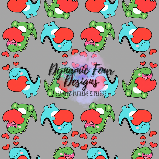 Valentines Dinosaurs Seamless Pattern File