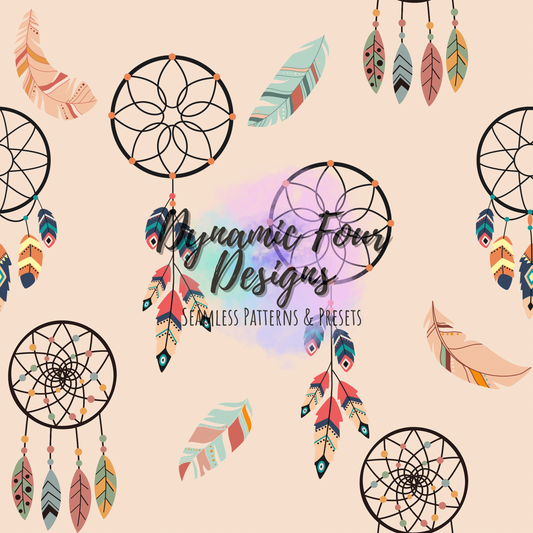 Boho Dream Catchers Seamless Pattern File