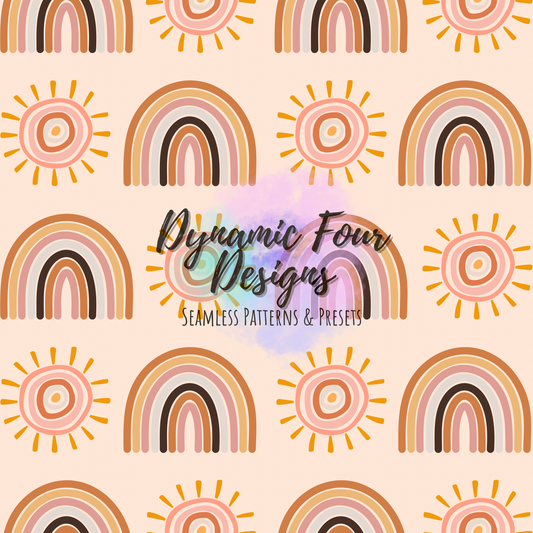 Boho Sun Rainbow Seamless Pattern File