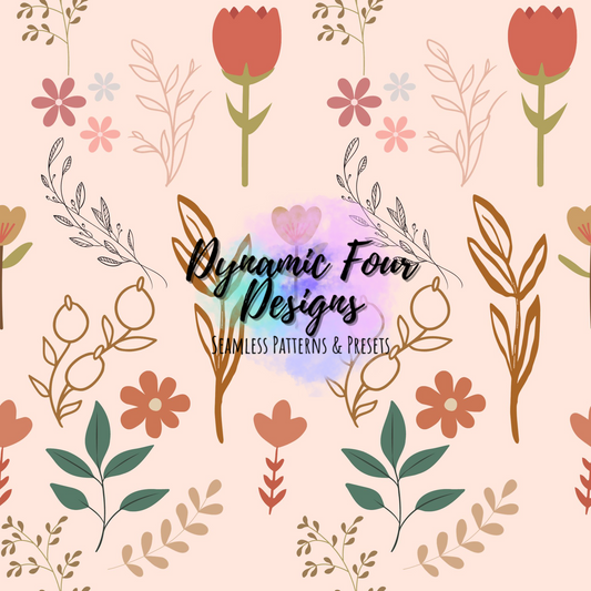 Boho Flowers Seamless Pattern File