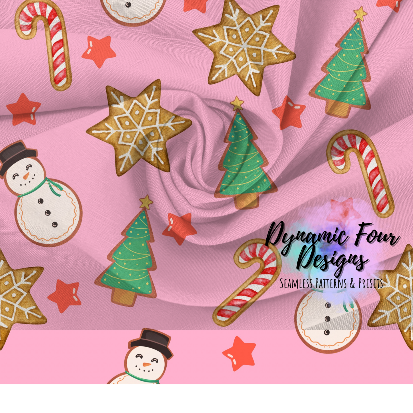 Pink Xmas Cookies Seamless Pattern File