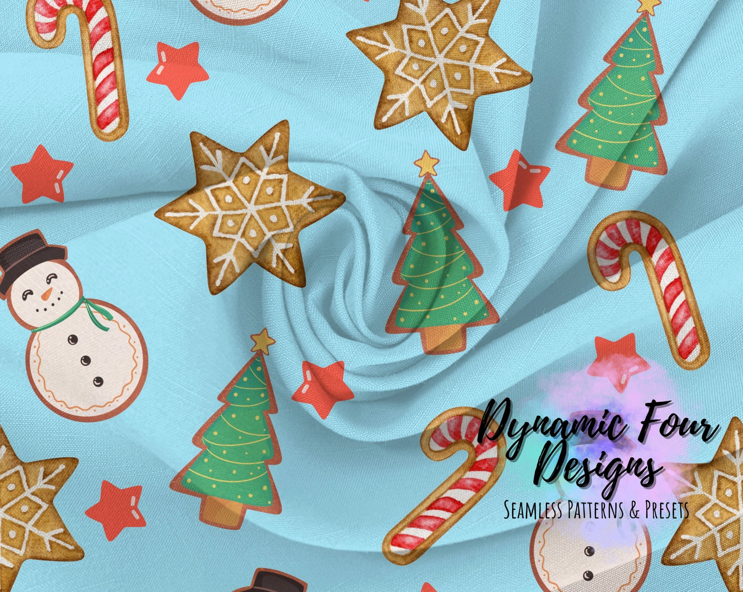 Blue Xmas Cookies Seamless Pattern File