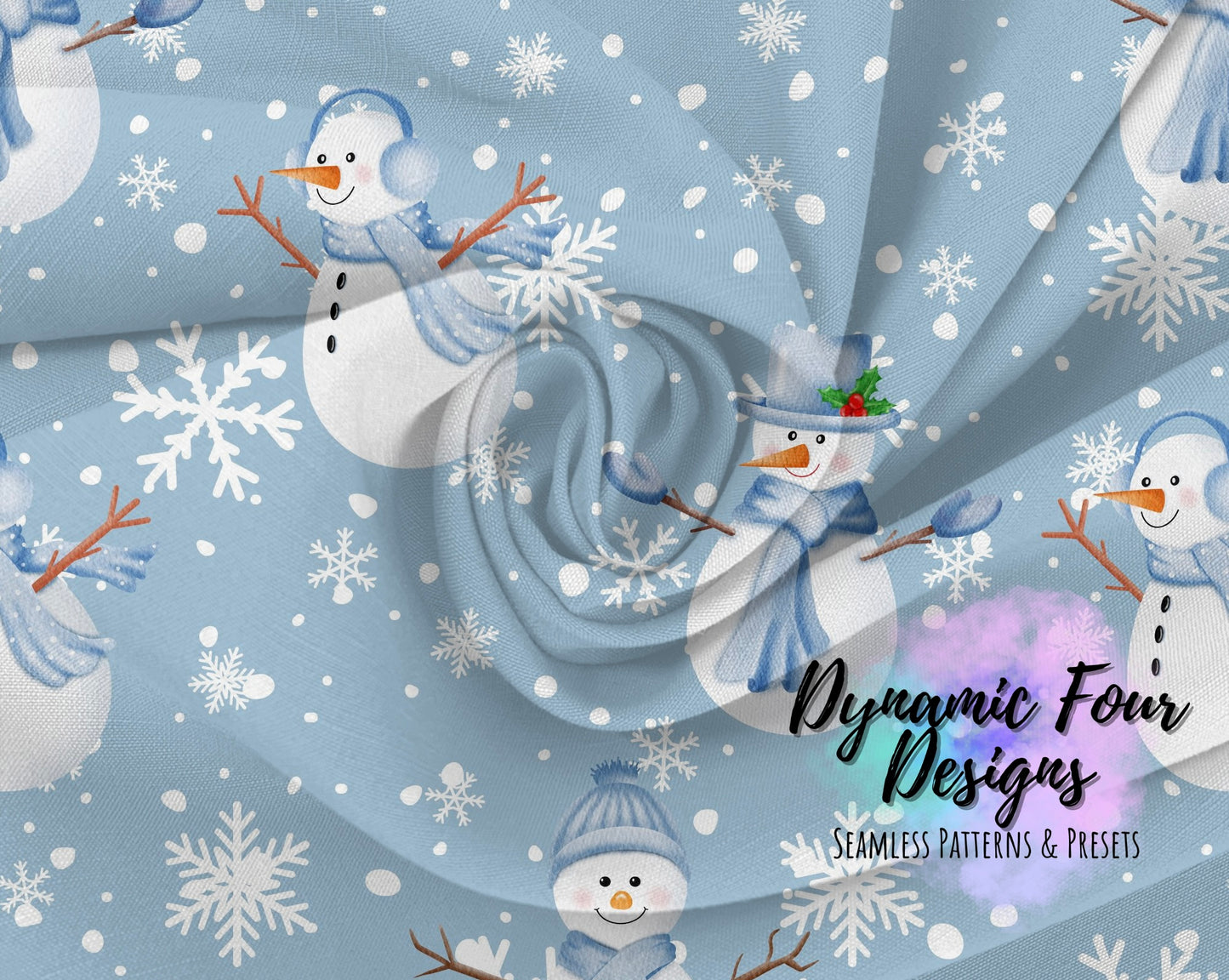 Blue Snowman Seamless Pattern File