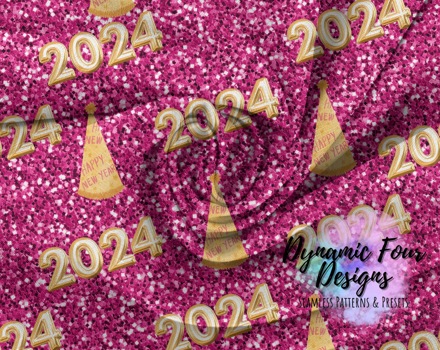 Pink Glitter New Years Seamless Pattern File